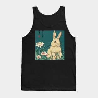 American Fuzzy Lop Rabbit Baby Bunny with White Flowers Tank Top